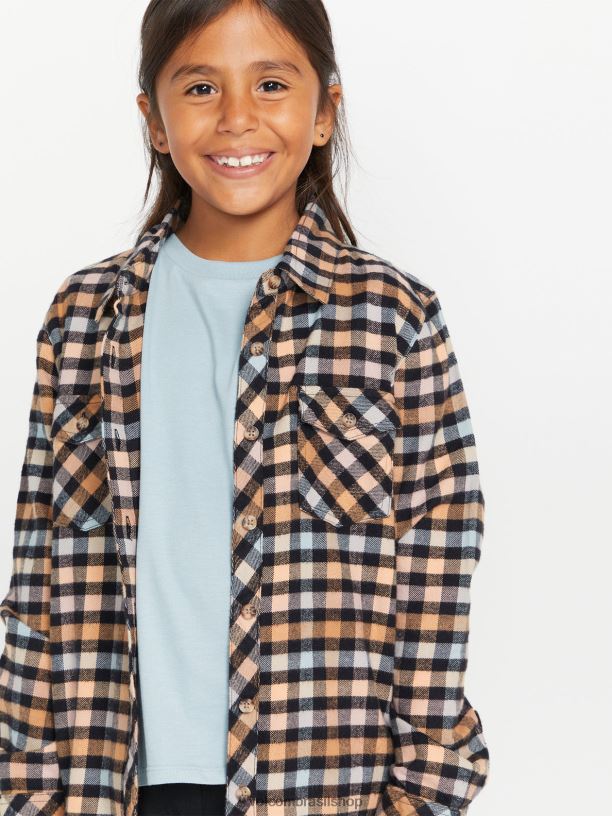 br Volcom garotas roupas obtendo rad camisa xadrez de manga longa orquídea de inverno 88NNJ1333