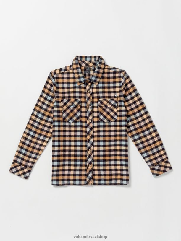 br Volcom garotas roupas obtendo rad camisa xadrez de manga longa orquídea de inverno 88NNJ1333