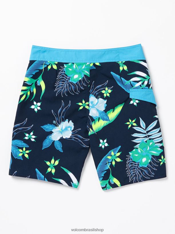 br Volcom Rapazes roupas baús florais mod sunshiner marinha 88NNJ1244