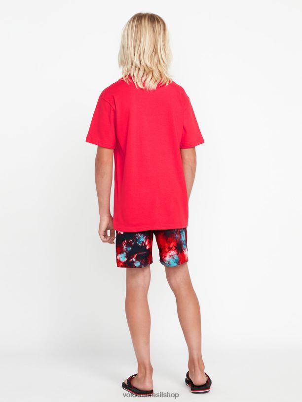 br Volcom Rapazes roupas saturar troncos de cintura elástica vermelho 88NNJ1258