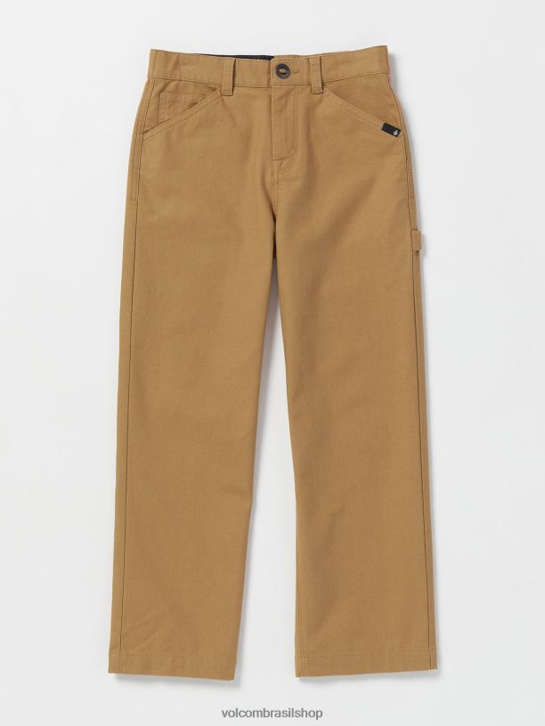 br Volcom Rapazes roupas calça kraft tabaco 88NNJ1265