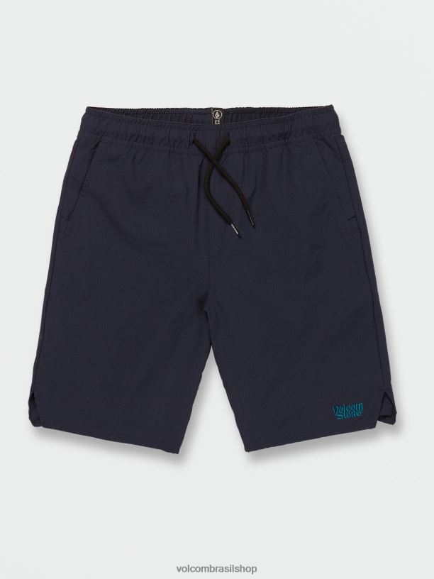 br Volcom Rapazes roupas novo shorts de cintura elástica de pedra envelhecida marinha 88NNJ1240