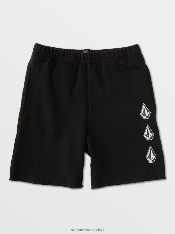 br Volcom Rapazes roupas shorts de lã de pedra icônicos preto 88NNJ1222