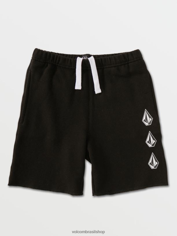 br Volcom Rapazes roupas shorts de lã de pedra icônicos preto 88NNJ1222