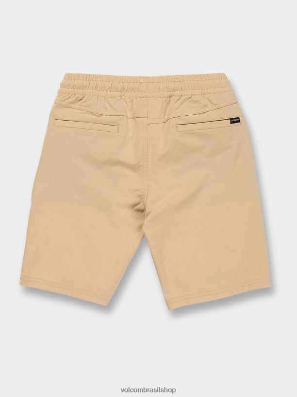 br Volcom Rapazes roupas shorts híbridos de cintura elástica subdimensionados amêndoa 88NNJ1236