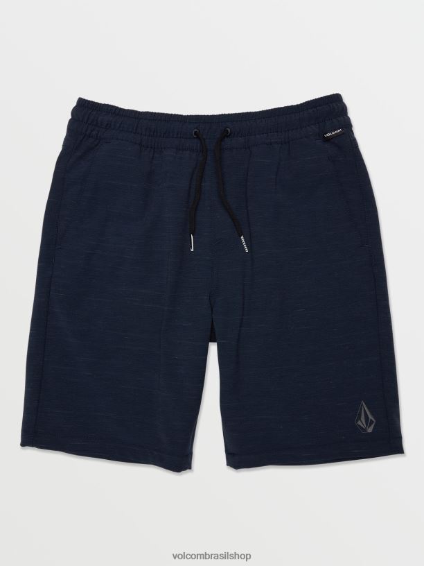br Volcom Rapazes roupas shorts híbridos de cintura elástica subdimensionados marinha 88NNJ1229