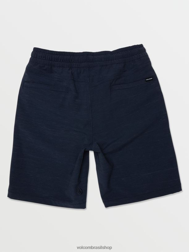 br Volcom Rapazes roupas shorts híbridos de cintura elástica subdimensionados marinha 88NNJ1229