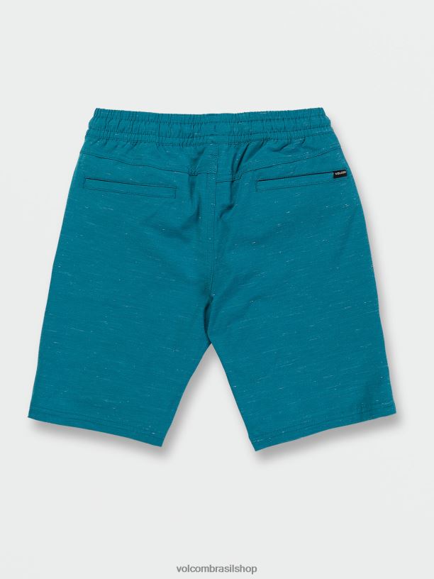br Volcom Rapazes roupas shorts híbridos de cintura elástica subdimensionados oceano verde-azulado 88NNJ1231