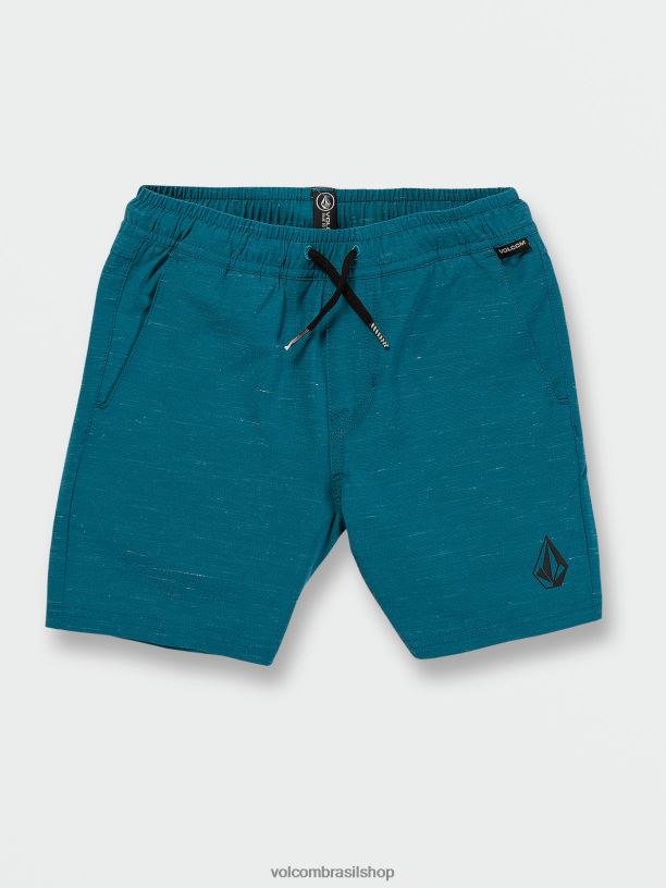 br Volcom Rapazes roupas shorts híbridos de cintura elástica subdimensionados oceano verde-azulado 88NNJ1239