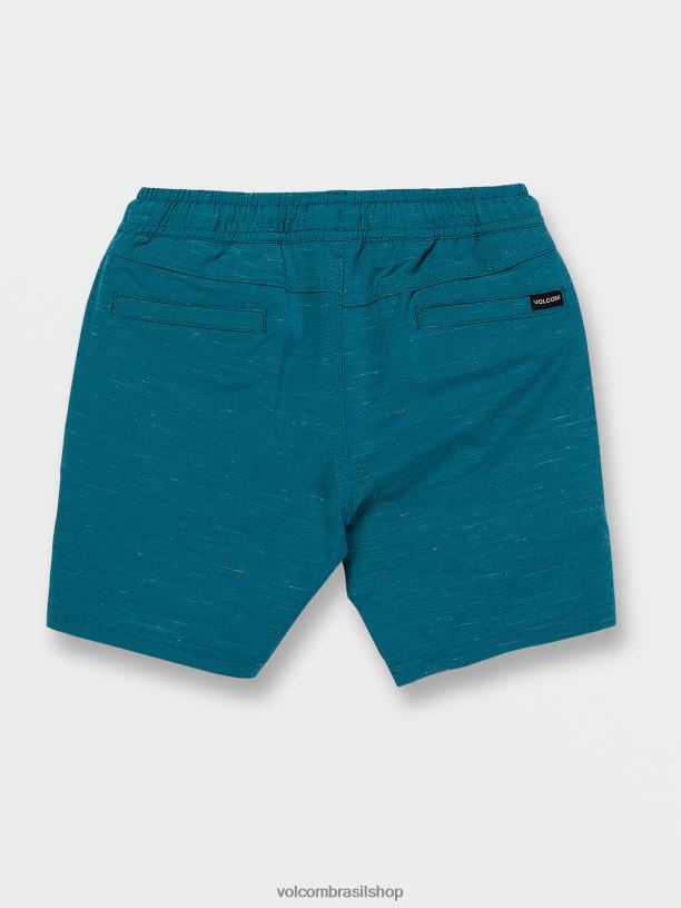 br Volcom Rapazes roupas shorts híbridos de cintura elástica subdimensionados oceano verde-azulado 88NNJ1239