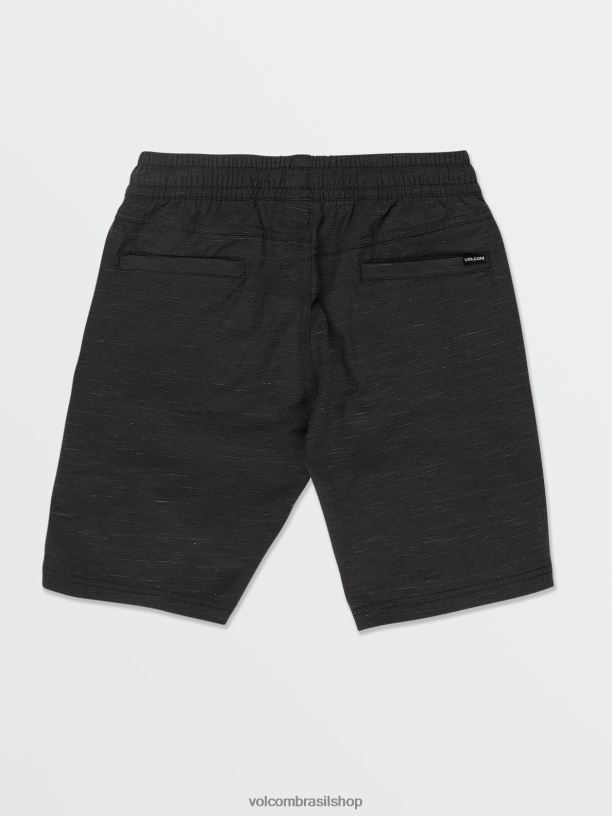 br Volcom Rapazes roupas shorts híbridos de cintura elástica subdimensionados preto 88NNJ1211