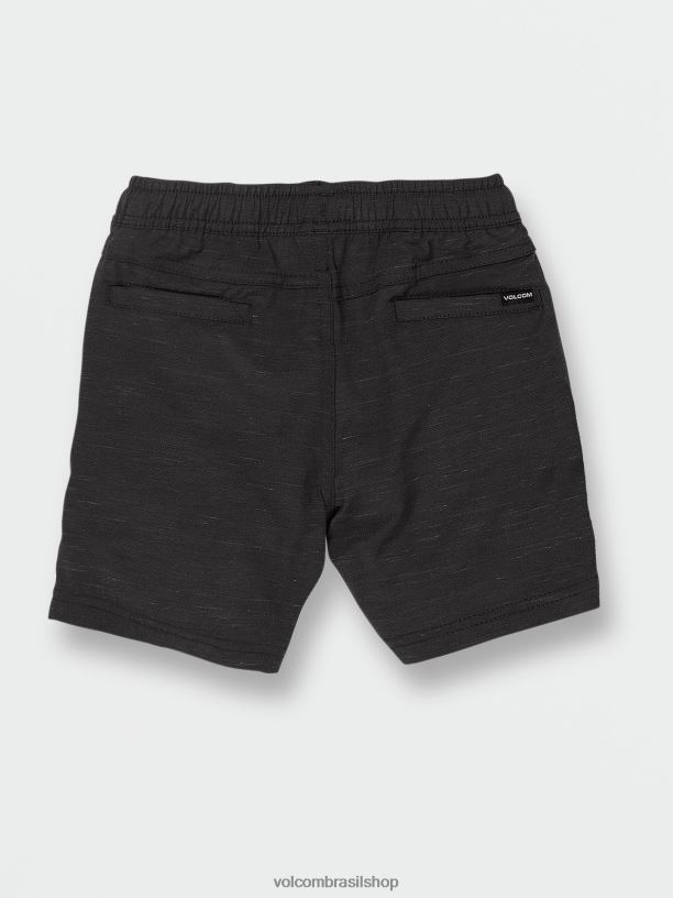 br Volcom Rapazes roupas shorts híbridos de cintura elástica subdimensionados preto 88NNJ1216
