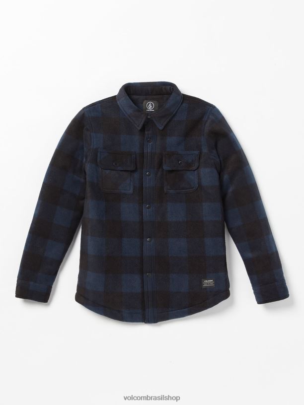 br Volcom Rapazes roupas camisa de manga comprida de lã curvada marinha 88NNJ1168