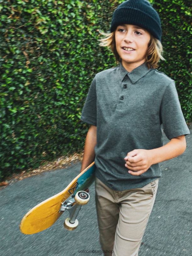 br Volcom Rapazes roupas camisa polo wowzer manga curta furtividade 88NNJ1179