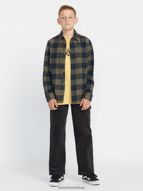 br Volcom Rapazes roupas flanela xadrez caden marinha 88NNJ1171