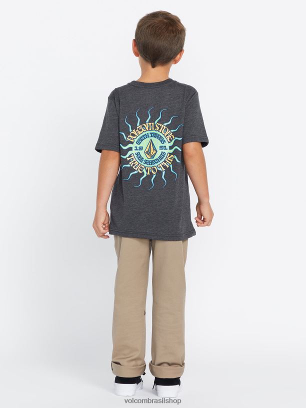 br Volcom Rapazes roupas Visualizador de camiseta de manga curta urze preta escura 88NNJ1158
