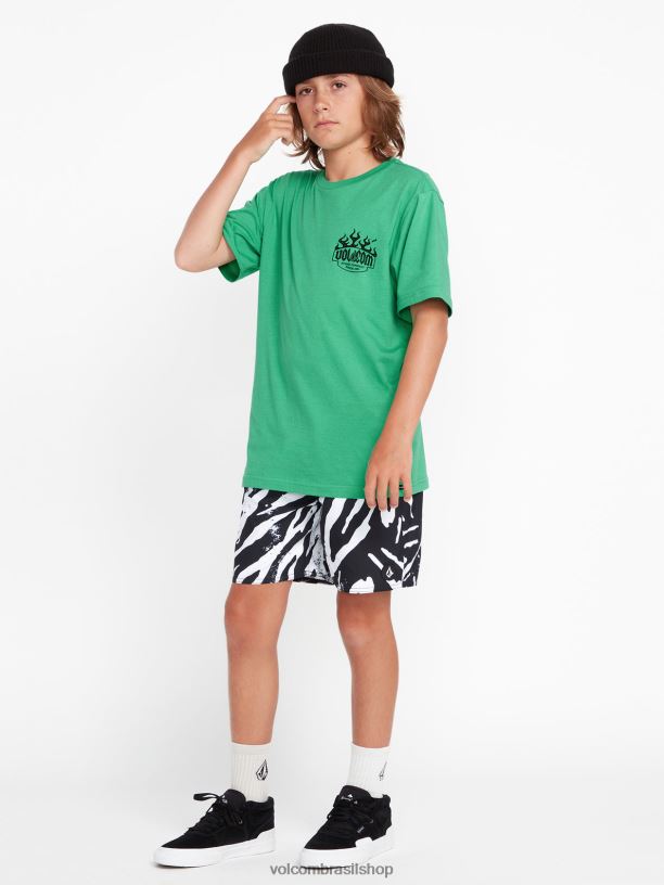 br Volcom Rapazes roupas camiseta de manga curta aquecedor selva verde 88NNJ1128