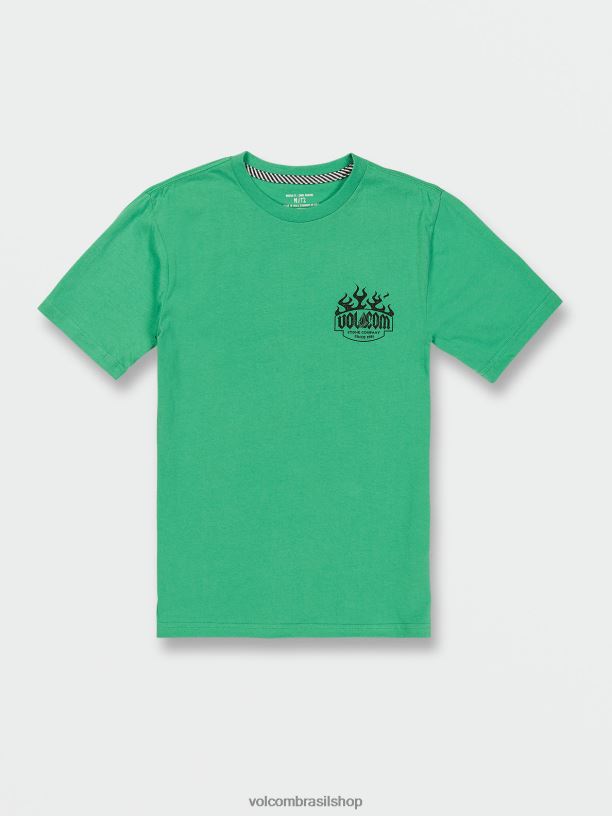 br Volcom Rapazes roupas camiseta de manga curta aquecedor selva verde 88NNJ1128