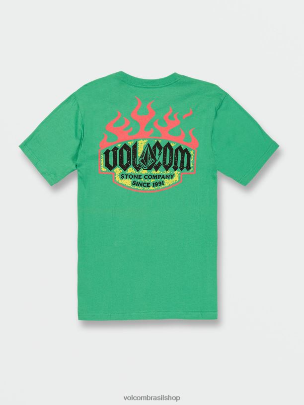 br Volcom Rapazes roupas camiseta de manga curta aquecedor selva verde 88NNJ1128
