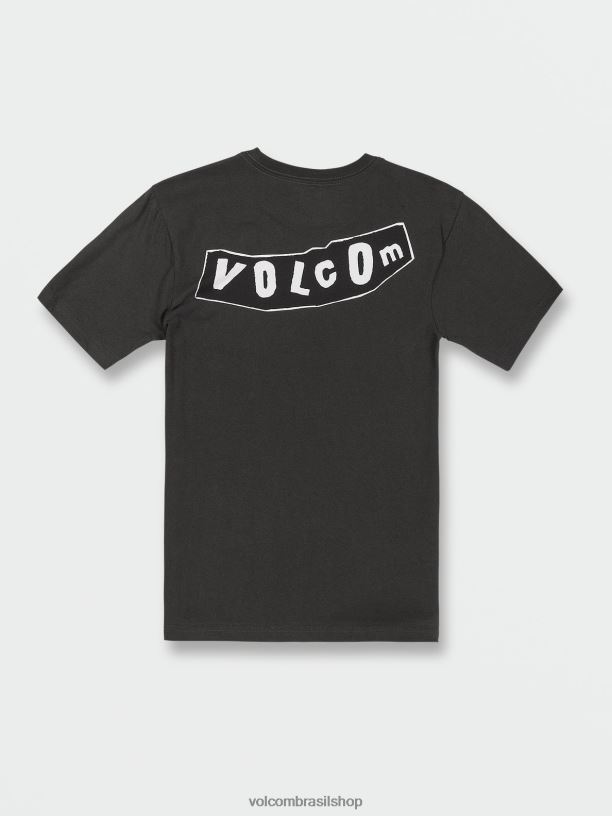 br Volcom Rapazes roupas camiseta de manga curta originator preto vintage 88NNJ1119