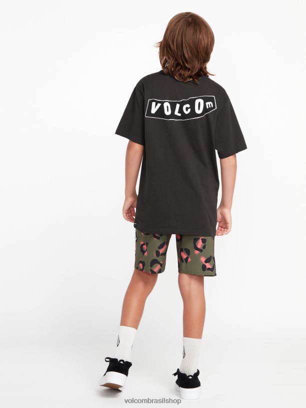 br Volcom Rapazes roupas camiseta de manga curta originator preto vintage 88NNJ1119