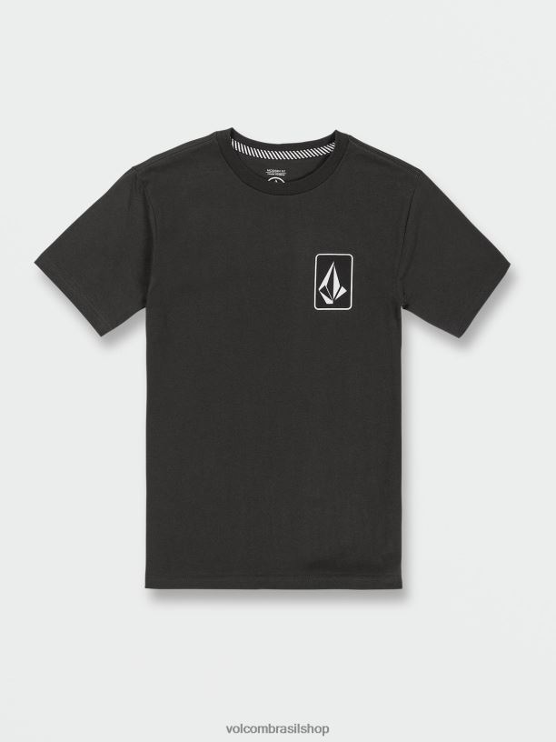 br Volcom Rapazes roupas camiseta de manga curta originator preto vintage 88NNJ1119