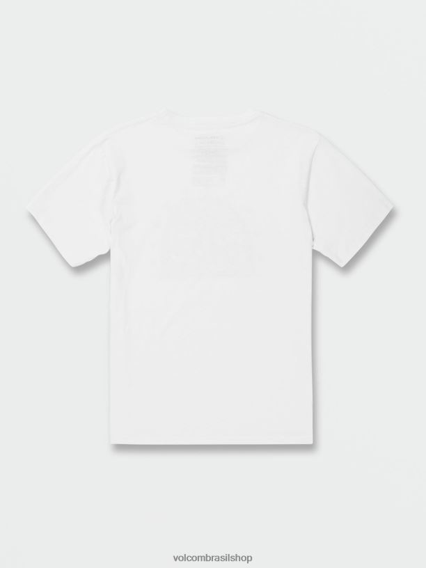 br Volcom Rapazes roupas camiseta de manga curta pedra nítida branco 88NNJ1116