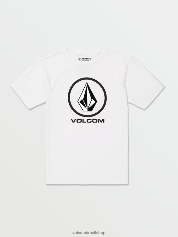 br Volcom Rapazes roupas camiseta de manga curta pedra nítida branco 88NNJ1116