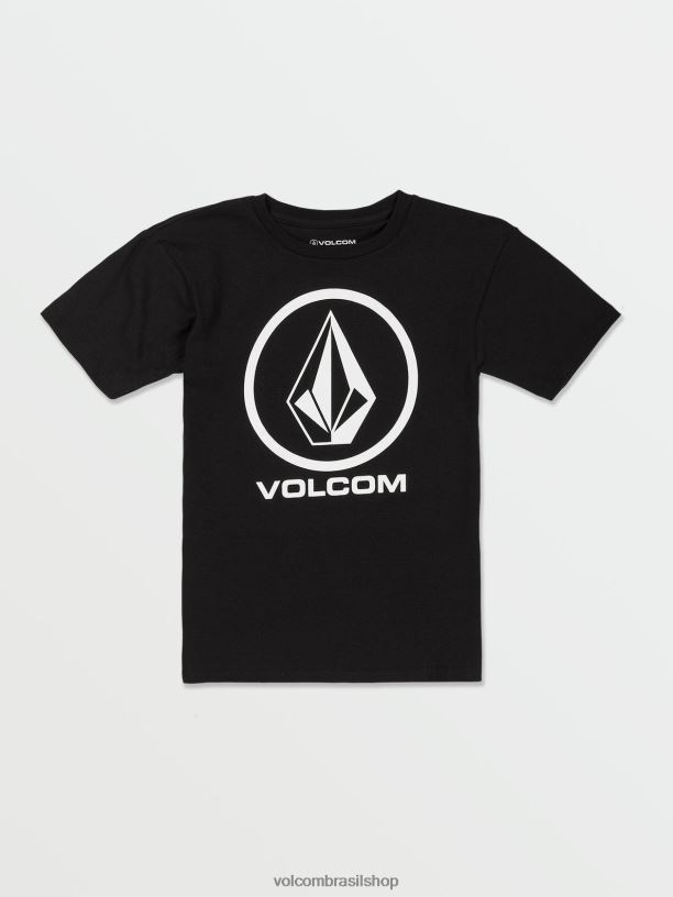 br Volcom Rapazes roupas camiseta de manga curta pedra nítida preto 88NNJ1115