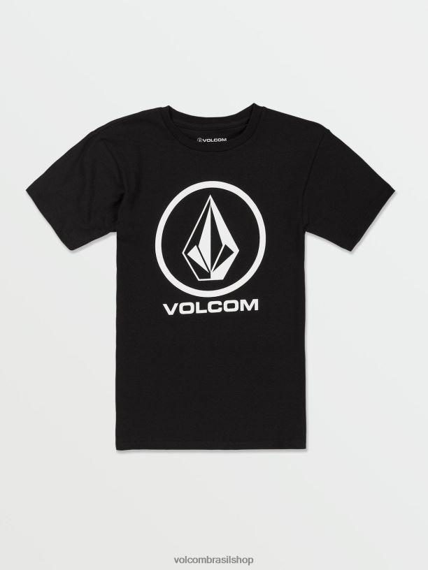 br Volcom Rapazes roupas camiseta de manga curta pedra nítida preto 88NNJ1117