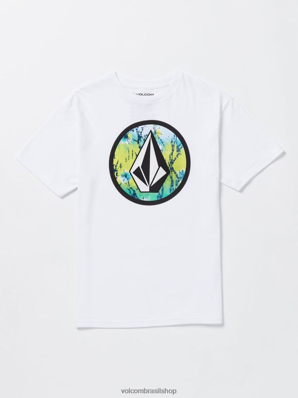 br Volcom Rapazes roupas camiseta manga curta crisp stone fill branco 88NNJ1161
