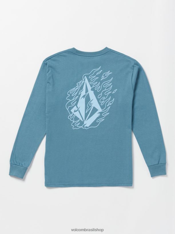 br Volcom Rapazes roupas camiseta manga longa firefight cume índigo 88NNJ1154