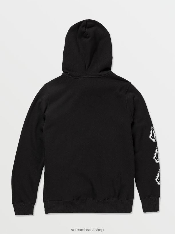 br Volcom Rapazes roupas moletom de pedra icônico preto 88NNJ1187