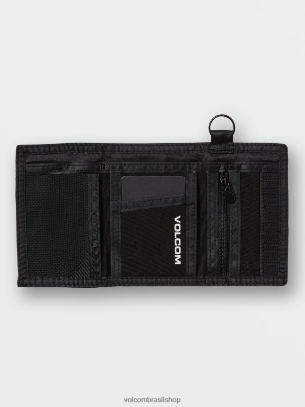 br Volcom homens acessórios carteira de pedra caixa preto 88NNJ432
