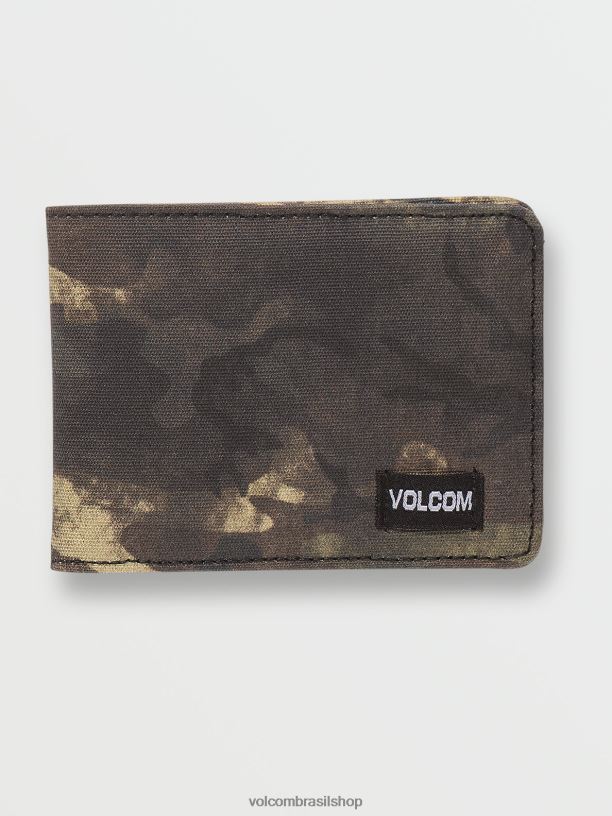 br Volcom homens acessórios carteira post bifold verde oculto 88NNJ431