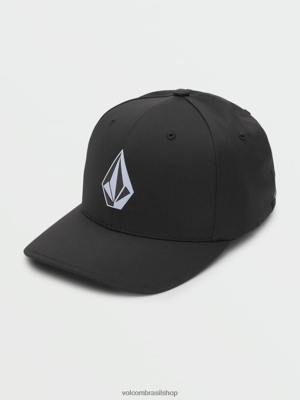 br Volcom homens acessórios boné delta flexfit stone tech preto 88NNJ392