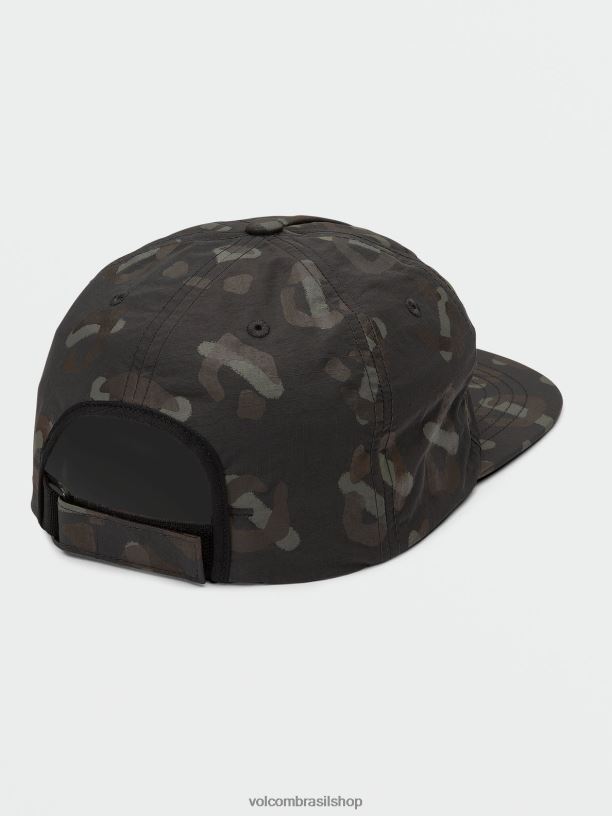 br Volcom homens acessórios chapéu ajustável de viagem de pedra preto enxaguado 88NNJ412