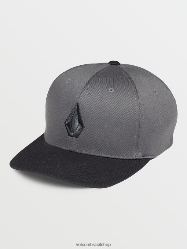 br Volcom homens acessórios chapéu flexfit pedra cheia asfalto preto 88NNJ383
