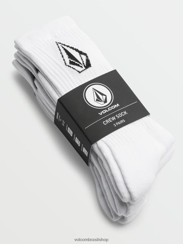 br Volcom homens acessórios pacote de 3 meias full stone branco 88NNJ438
