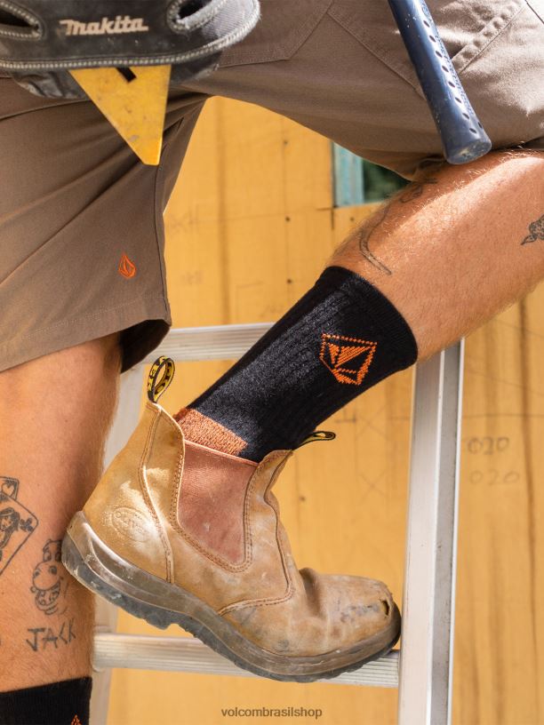 br Volcom homens acessórios pacote de 3 meias para trabalho preto 88NNJ437