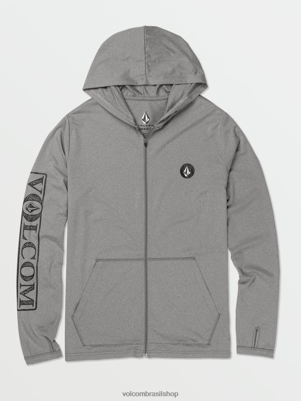 br Volcom homens roupas camisa manga longa com capuz rally urze cinza 88NNJ649