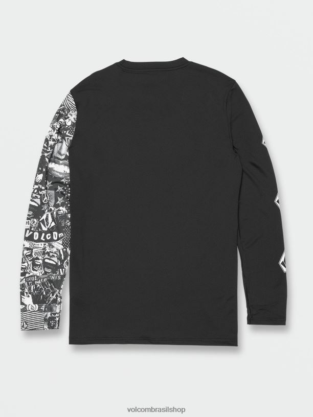br Volcom homens roupas icônica colagem de pedras manga longa upf 50 rashguard preto 88NNJ112