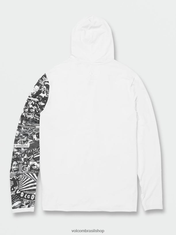 br Volcom homens roupas icônico capuz de pedra colagem manga longa upf 50 rashguard branco 88NNJ651
