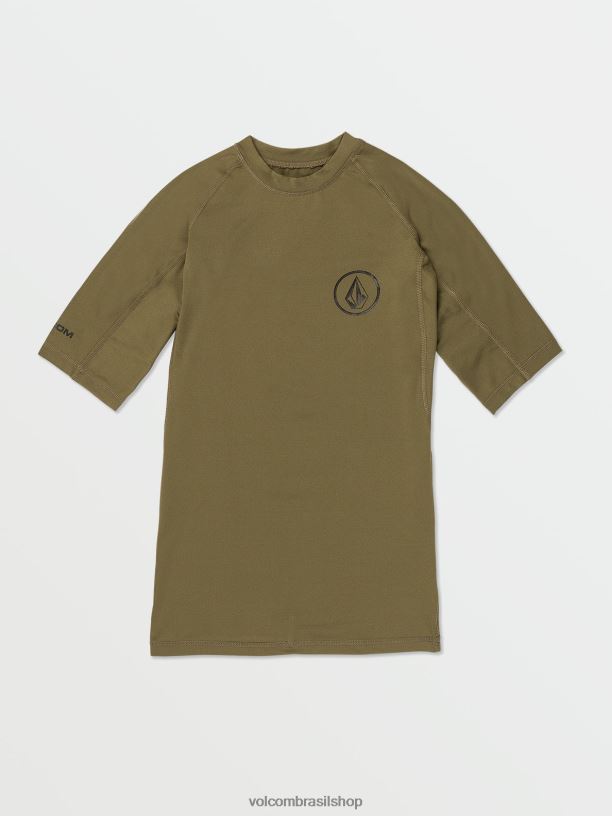 br Volcom homens roupas lido camisa de manga curta sólida militares 88NNJ658