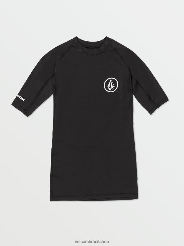 br Volcom homens roupas lido camisa de manga curta sólida preto 88NNJ657