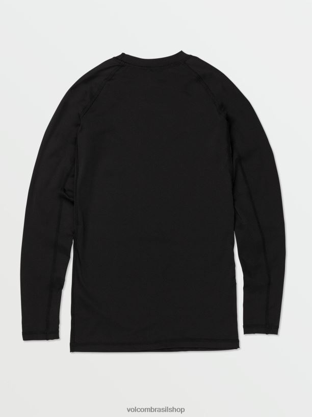 br Volcom homens roupas lido camisa de manga longa sólida preto 88NNJ646