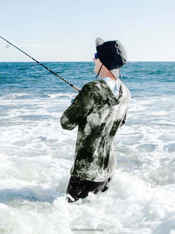 br Volcom homens roupas surf vitals balaram stack com capuz manga longa 50 upf rashguard preto 88NNJ179