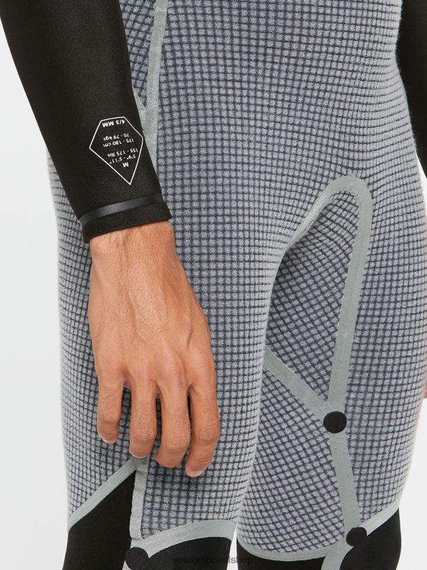 br Volcom homens roupas Fato completo com capuz e fecho de peito modulador 4/3mm preto 88NNJ639