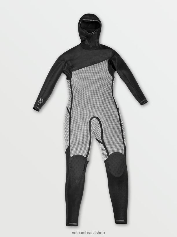 br Volcom homens roupas Fato completo com capuz e fecho de peito modulador 4/3mm preto 88NNJ639
