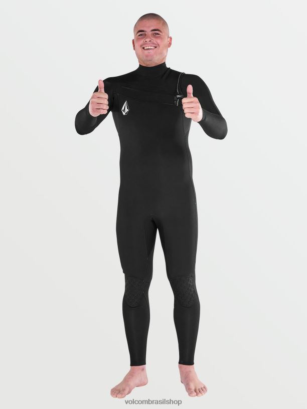 br Volcom homens roupas Fato completo com fecho de peito modulador 3/2mm preto 88NNJ637